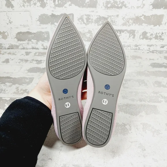 New Rothy's The Flat Pink Knit Pointy Toe Slip On Loafers W1007